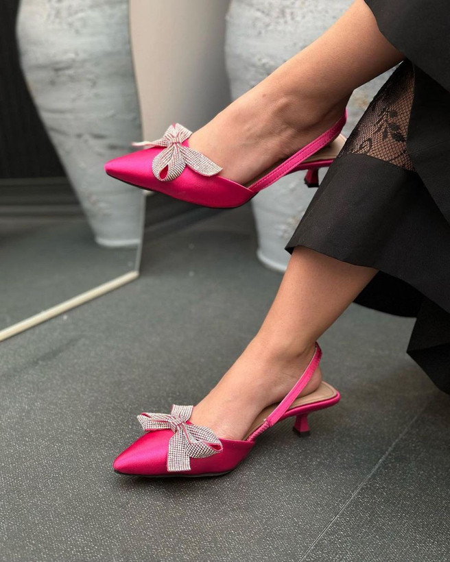 کفش پاپیونی مجلسی سرخابی